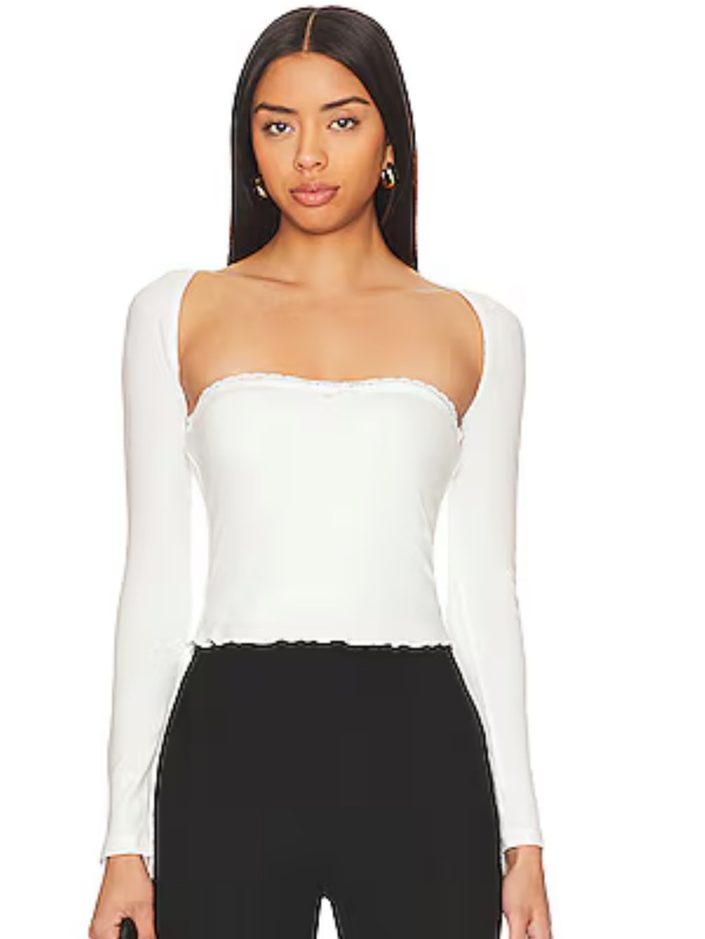 Vera shrug set White Long-Sleeve Square Neck Top